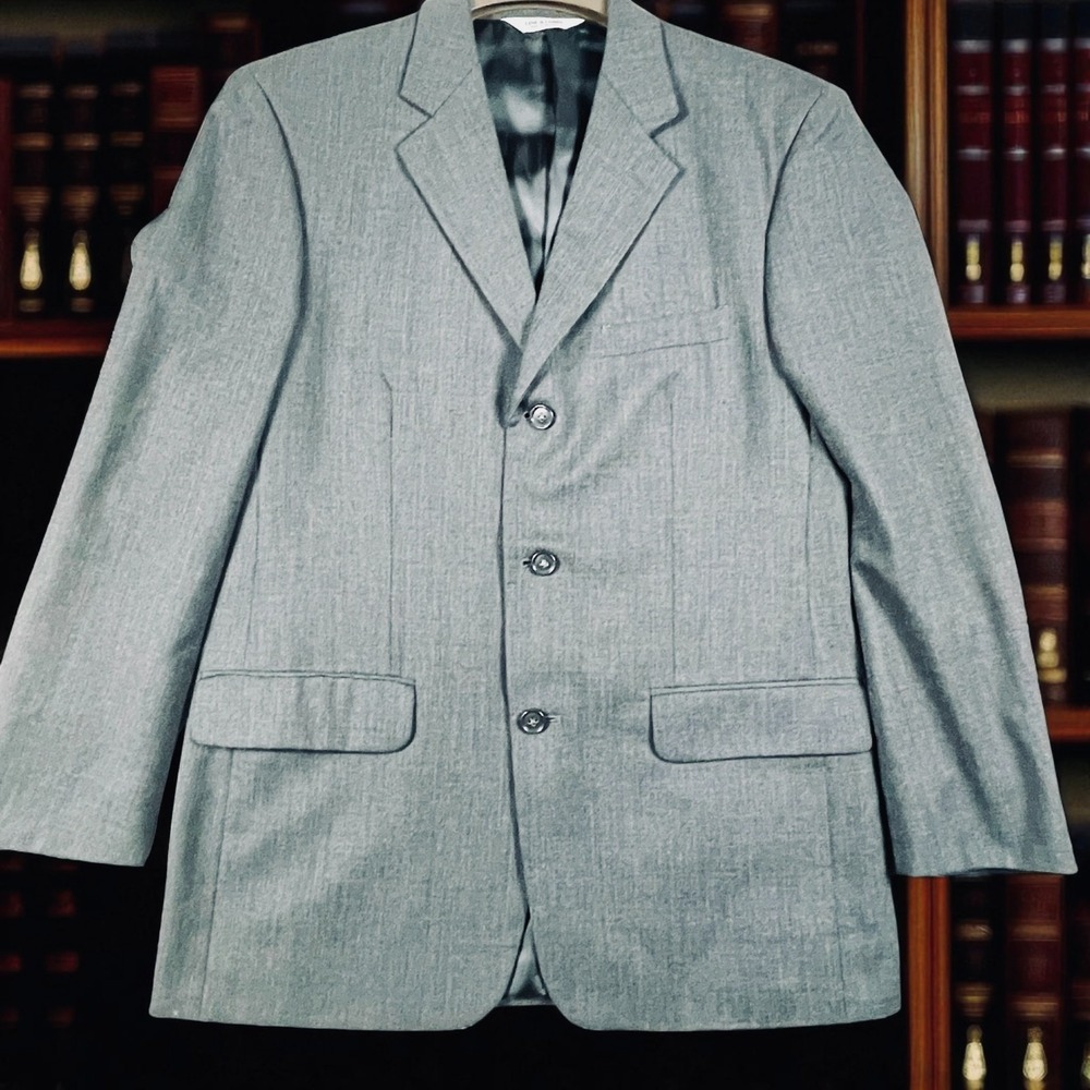 Linea Uomo Blazer Mens Size 39 R Wool Dark Heather Gray Suit Jacket 3 Button